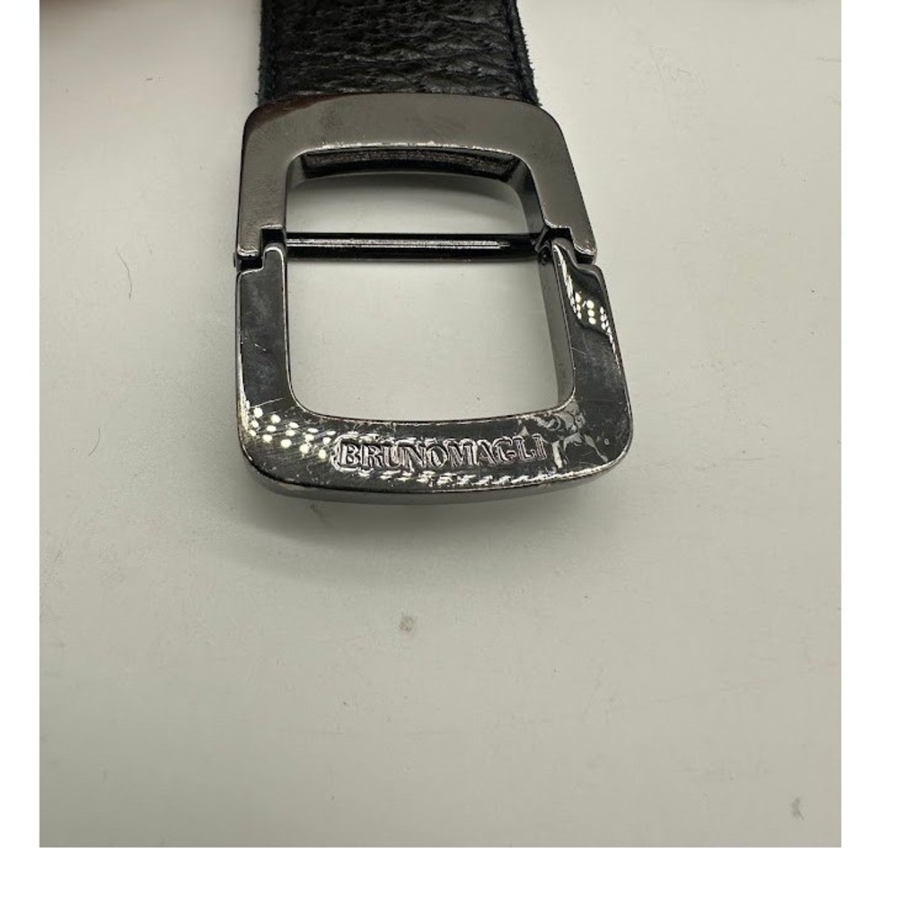 Bruno Magli Mens Black Pebble Grain Leather Belt Made in Italy Size 32 80/95